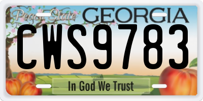 GA license plate CWS9783