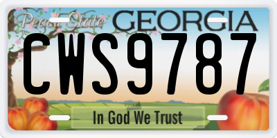 GA license plate CWS9787