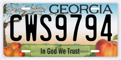 GA license plate CWS9794