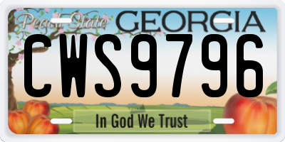 GA license plate CWS9796