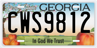 GA license plate CWS9812