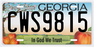 GA license plate CWS9815