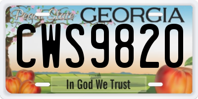 GA license plate CWS9820