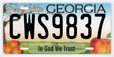 GA license plate CWS9837