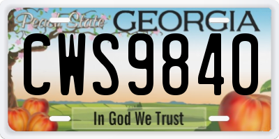 GA license plate CWS9840