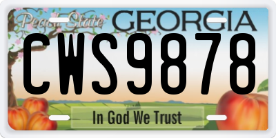 GA license plate CWS9878