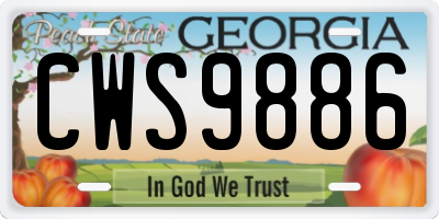 GA license plate CWS9886
