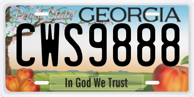 GA license plate CWS9888