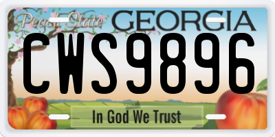 GA license plate CWS9896