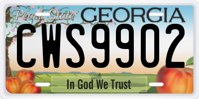 GA license plate CWS9902