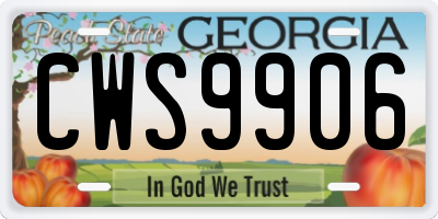 GA license plate CWS9906