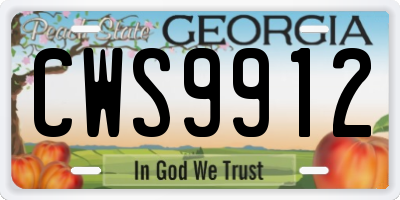 GA license plate CWS9912