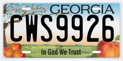 GA license plate CWS9926