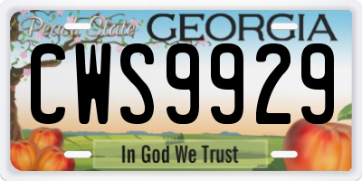 GA license plate CWS9929