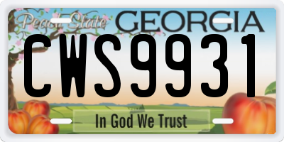 GA license plate CWS9931