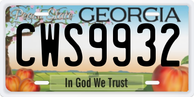 GA license plate CWS9932