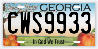 GA license plate CWS9933