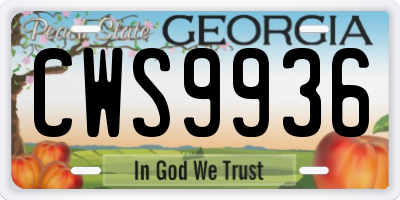 GA license plate CWS9936