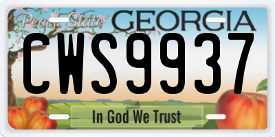 GA license plate CWS9937