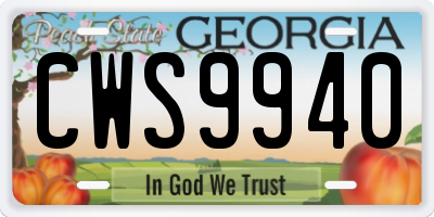 GA license plate CWS9940