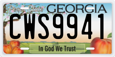 GA license plate CWS9941