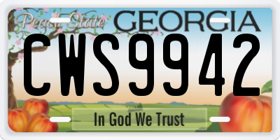 GA license plate CWS9942