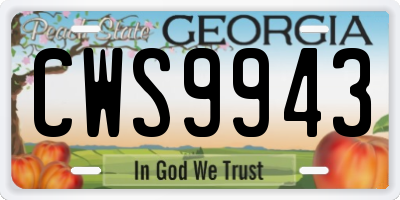 GA license plate CWS9943