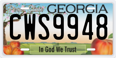 GA license plate CWS9948