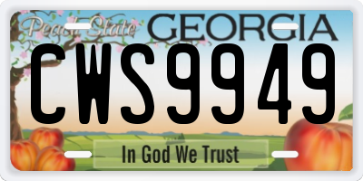 GA license plate CWS9949