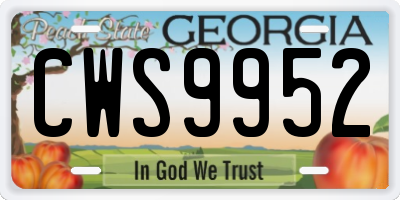 GA license plate CWS9952