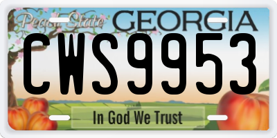GA license plate CWS9953