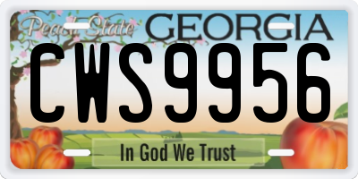GA license plate CWS9956