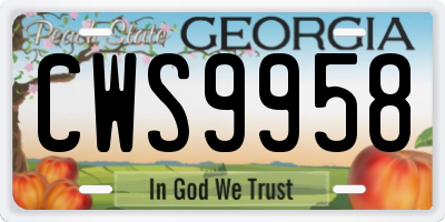 GA license plate CWS9958