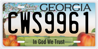 GA license plate CWS9961
