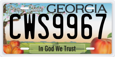 GA license plate CWS9967