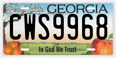 GA license plate CWS9968