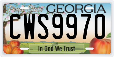 GA license plate CWS9970