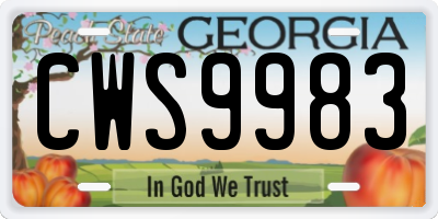 GA license plate CWS9983