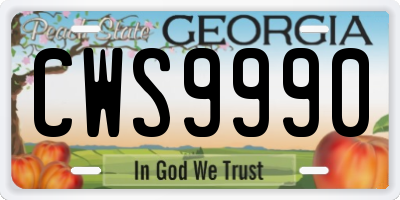 GA license plate CWS9990