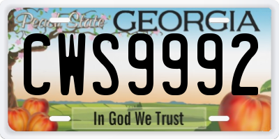 GA license plate CWS9992