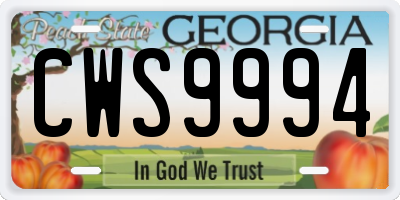 GA license plate CWS9994