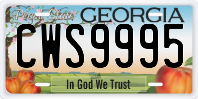 GA license plate CWS9995
