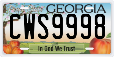 GA license plate CWS9998