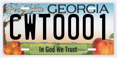 GA license plate CWT0001