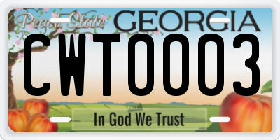 GA license plate CWT0003