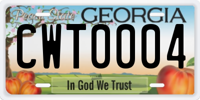 GA license plate CWT0004