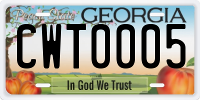 GA license plate CWT0005
