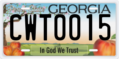 GA license plate CWT0015