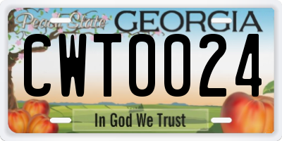 GA license plate CWT0024