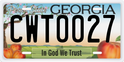GA license plate CWT0027